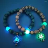 Charm Bracelets Glowing In The Dark Moon Lotus Flower Shaped Bracelet Natural Stone Luminous Fluorescence Women Jewelry