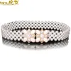 Pearl Belt Women's Wide Diamond Inlaid kjolklänningskjorta Dekorativa bälten Korean Fashion Versatile Elastic Midje tätning