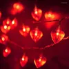 Strings Valentine's Day Decorations 20 Ft 40 LED Heart String Lights Valentines Battery Operated For Home Party Supplies