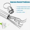 A palito de dente de aço inoxidável conjunto de dente lixo de dente de dente reutilizável palito de dente portátil Limpeza de dentes de dentes Limpeza oral