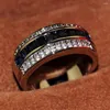 خواتم الزفاف 2022 وصول VECALON DROPH FASHION المجوهرات 10KT الذهب الأبيض المملوء الأزرق 5A Zirconia CZ