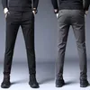 M￤ns byxor Slim Casual Full Length Fashion Business Stretch Trousers Man Brand Black Blue Pantalones 221010