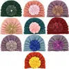 Fashion Artificial Flower Infant Indian Hat Comfortable Warm Knitting Wool Striped Caps Baby Headwear Photography Props