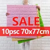 벽 스티커 10pc 7770cm 3D 스티커 모방 벽돌 침실 장식 방수 방수 자조 종이 거실 TV 배경 221008