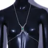 Pozostałe cztery płatki zielony kryształowy łańcuch klatki piersiowej Bra Holanness seksowna bielizna łańcuch klatki piersiowej Naszyjnik dla kobiet 221008
