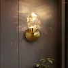 Lâmpada de parede LED todo cobre Luz de cristal de cobre Luxo de luxo 5.5w Sconce moderno da sala de estar criativa do quarto de moda