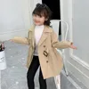 Перекрытие детской куртки Casaco offantil Girl 2022 Spring Khaki Trench Double Wurderbreaker для детей 3-11 т.