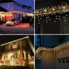 Strängar LED -gardin Icicle String Lights 4m x 0,6 m vattentät utomhus julbröllop hem trädgårdsfest dekoration älva