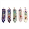 Charms Healing Natural Stone Pendum Charms Wire Wrap 7 Chakra Pendant Reiki Amethysts Lapis Point Sword Shape Pink Crystal Pendenti W Dhvoa