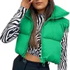 Coletes femininos puffy colete feminino com zíper gola alta sem mangas leve acolchoado puffer cropped colete acolchoado inverno jaqueta quente 221010