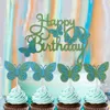 Forniture festive 13 pezzi Topper per torta con farfalle brillanti Topper per cupcake di buon compleanno Decorazioni per dessert per feste per baby shower fai-da-te