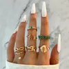 Wedding Rings Emerald Cubic Zircon Ring Set For Women Heart Snake Feather Crown Hands Surrounded Skull Vintage Luxury Banquet Jewelry