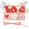 Christmas Decorations 24pcs Tree Pendant Red Mini Deer Snowflake Love Shape Hanging Ornament Decoration Craft