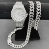 Correntes 3pcs jóias de hip hop para homens mulheres meninos gelados de colar de colar de colar de colar de diamante de diamante cuban carda de ouro Jewlery Goth 1FTR
