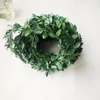 Decorative Flowers Artificial Rattan Christmas Wreath Green Leaf Laying Vines Decoration Pendant Garland Wall Home Holiday Party Wedding