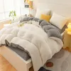 Bedding Sets AB Side Lamb Cashmere Set Thicken Flannel Fleece Winter Home Linens Velvet Duvet Cover Grey Sleep Pillowcase Sheet