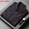 Camisas casuais masculinas de alta qualidade masculina camisa listrada de manga curta solta plus size 8xl 10xl 12xl O grande tamanho azul marinho