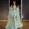 Luxury Tiffany Green Prom Robes Crystals Perles Plumes Robes de f￪te Sir￨ne Femmes Formelles Fil￩e sur mesure