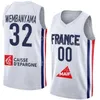 Skärmtryck Team Maillot basket Nanterre 92 Jersey 32 Victor Wembanyama France U19 Nationella för sportfans andningsbara marinblå vit grön svart bra/hög