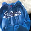 Sweats à capuche pour femmes Sweatshirts Hiphop Lettre Broderie Sweat Femmes Automne Harajuku Zip Up Casual Lâche Sweat À Capuche Rétro À Manches Longues Veste À Capuche Y2K Vêtements 221010