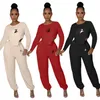 Senaste sp￥rningsdr￤kter Kvinnor Brand Sying Suits Outfit Two Piece Jogging Set Velor Sweatshirt Met Hoodie Pants Suit Womens M52#
