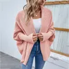 Pull tricoté à manches de poupée pour femme, Cardigan élégant et décontracté, manteau ample, couleur unie, mode automne hiver