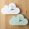 Horloges murales horloge en forme de nuage avec goutte d'eau bois suspendu enfants chambre maison décorative silencieuse chambre de bébé