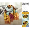 Eşarplar Tasarımcı Fransa Delies Pint Kaşmir Eşarp Kadınlar Van Gogh Yağlı Yetiştirme Pashmina Shawl Kış Lüks Markası Çaldı Artı Boyut 200cm 221010