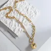 Pendant Necklaces FLASHBUY Trendy Metal Zircon Chain Ball Necklace For Women Gold Silver Color Bijoux Fashion Jewelry