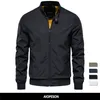 メンズジャケットAiopeson Solid Color Baseball JacketカジュアルスタンドカラースタンドカラーボンバーS秋の高品質のスリムフィット221008