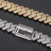 16 мм 16-24-дюймовый 18 тыс. Реальное желтое белое золото, покрытое 3 рядами Блинг CZ Miami Chain Bracelet Bracelet Fashion Rock Jewelry