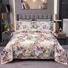 Ensembles de literie Vintage Chic Fleurs Vibrant Blossom 1Housse de couette 1Drap plat 2Taies d'oreiller Satin de coton Magnifique Doux Entretien facile Ne se décolore pas