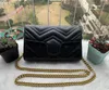 Mini borsa a tracolla a catena nera di design classico di moda Borsa in pelle metallizzata Borsa a portafoglio di lusso Borsa a tracolla da donna