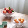 Plates Crystal Glass Fruit Plate Household Living Room Tea Table Simple Modern High Foot Snack Rock Texture Non Slip Bottom