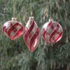 Party Decoration 12pcs/pack Different Shape Handmade Transparent Glass Pendnat Surface Red Drawing Christmas Day Tree Hanging Globe Ornament