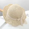 Sombreros de paja de verano 2022 para niñas, gorro de encaje transpirable, sombrero de playa con lazo, sombrero de ala ancha para niños, protector solar de viaje al aire libre de princesa