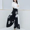 Women's Two Piece Pants Autumn 2022 Korean Style Clothing Tops Shirt And Flowers Wide Leg Elegant Women'S Pantsuit Suits Set 5836