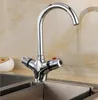 Kitchen Faucets 360 Rotating Deck Mounted Brass Solid Thermostatic Basin Faucet Chrome Finished Double Handle Cold And Water