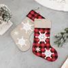 Snowflake Checkered Christmas Stockings Xmas Tree Hanging Decoration Ornaments Pise Pise Socks Candy Present Bag GCB16149