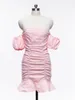 Casual Dresses Pink Sexy Women Dress For Evening Party High Waist Slim Off The Shoulder Female Bodycon Backless Sleeveless Femme Robe