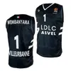 Basket imprimé Nanterre 92 Team Maillot 32 Victor Wembanyama Jersey LDLC ASVEL National France U19 Couleur Bleu Marine Blanc Vert Noir pour