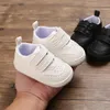 Sportschuhe für Babys und Kleinkinder, einfarbig, für Frühling, Sommer und Herbst, weiche Sohle, Weiß/Schwarz, 0–18 Monate