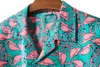 Mäns casual skjortor Hawaiian Beach Flower Shirt Men Summer Hawaii Style Short Sleeve Flamingo Print Tops Plus Size Mens