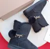 Botas de nieve cálidas clásicas para mujer UG, zapatos de invierno de piel completa y esponjosa, botas de satén para mujer, botines de terciopelo, talla 35-42