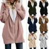 Kvinnor Hoodies Sweatshirts Plush Solid Color Womens Hooded Jacket Autumn and Winter Casual Plus Size Size Longsleved Loose Sweat Shirt Hoodie 221010