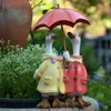 D￩corations de jardin Nordic Umbrella Couple Ducks Resin Statue Statue Ornements Outdoor Courtyard Figurines Artisanat Balcony Villa Sculpture Decoration