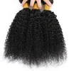 Leveranser kinky curly 100% mänskliga hårprodukter för festfestar 16 tum malaysiska brasilianska hårbuntar förlängningar virgin naturlig färg d