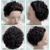 Slanke Kanten Menselijk Haar Pruiken Voor Zwarte Vrouwen Korte Braziliaanse Deel Pruik Water Wave Hoogtepunt Gekleurde Krullend Pixie Cut