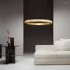 Pendant Lamps Modern Light Luxury Living Room Natural Marble Chandelier Duplex Floor Bedroom Round Simple Dining Lamp Villa