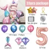 Inne świąteczne materiały imprezowe 33PCS syrena ogonowa balony 1 2 3 4 5 6 7 8 9 Rose Gold Number Foil Balon Dekoracje urodzinowe Baby Shower Globos 221010